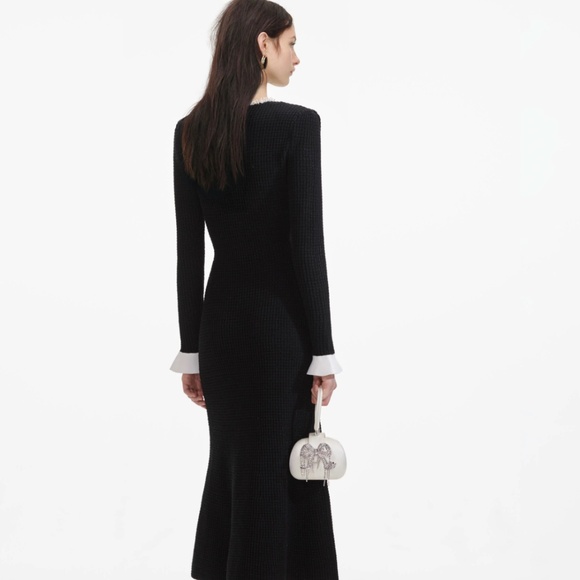 self-portrait - Black Pearl Trim Knit Midi Dress - Various Sizes MSRP $615 - NWT - Picture 3 of 10